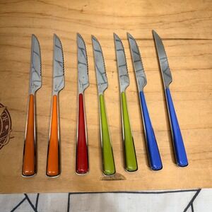 Fiesta Multi-Color Steak Knife 7 Pieces Stainless Steel Serrated Blades 9 inch